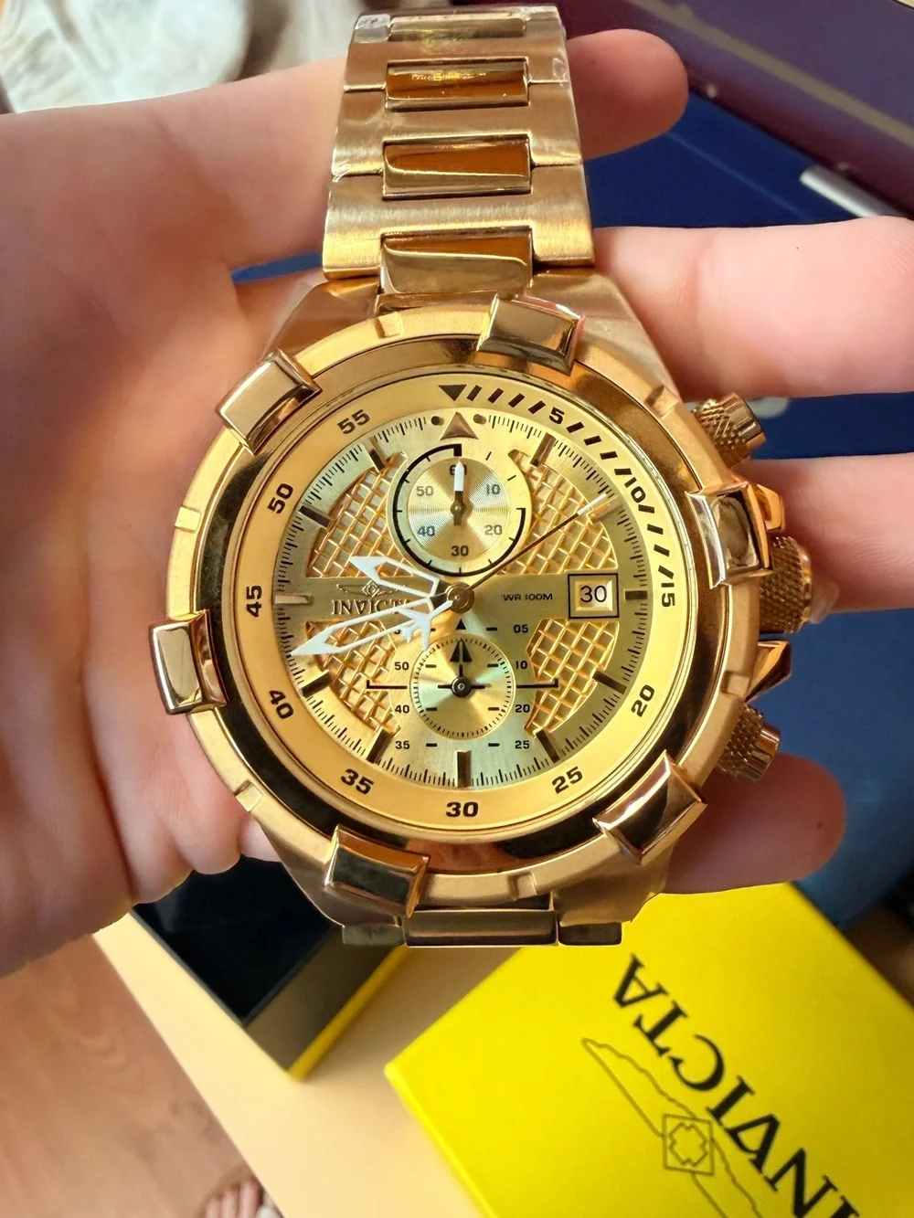 Invicta Gold-Tone Chronograph Bracelet Watch
